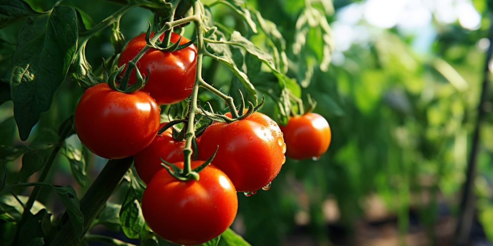 Fresh tomato, vegetable growth, healthy eating, organic food generated by artificial intelligence